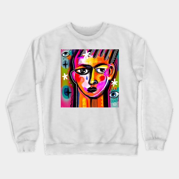 Colourful face Crewneck Sweatshirt by DARIA KUSTO